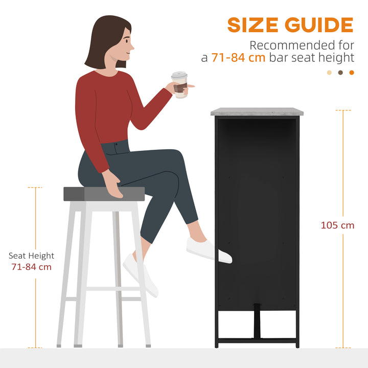 Breakfast Bar Table, Bar Table with 3-Tier Storage Shelf and Wine Rack