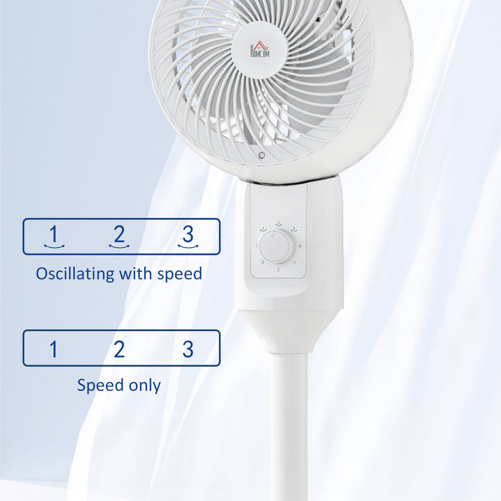 9" Pedestal Fan, 70° Oscillation 90° Vertical Tilt Oscillating Air Circulator with 3 Speeds, Standing Fan for Home Office, Bedroom, White