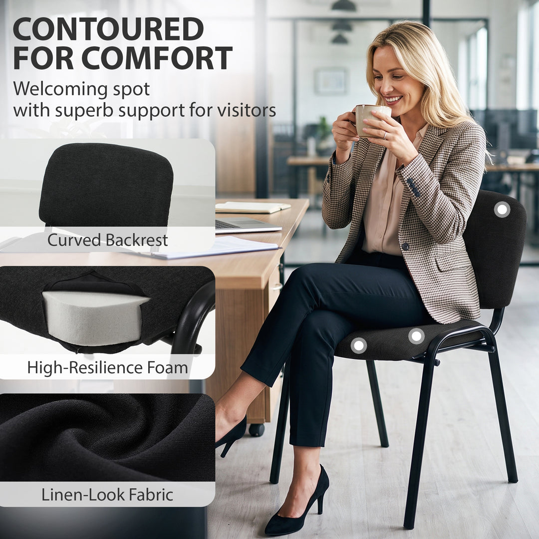 Meeting Chair, Stackable Ergonomic Office Chair with Padded Seat, Curv