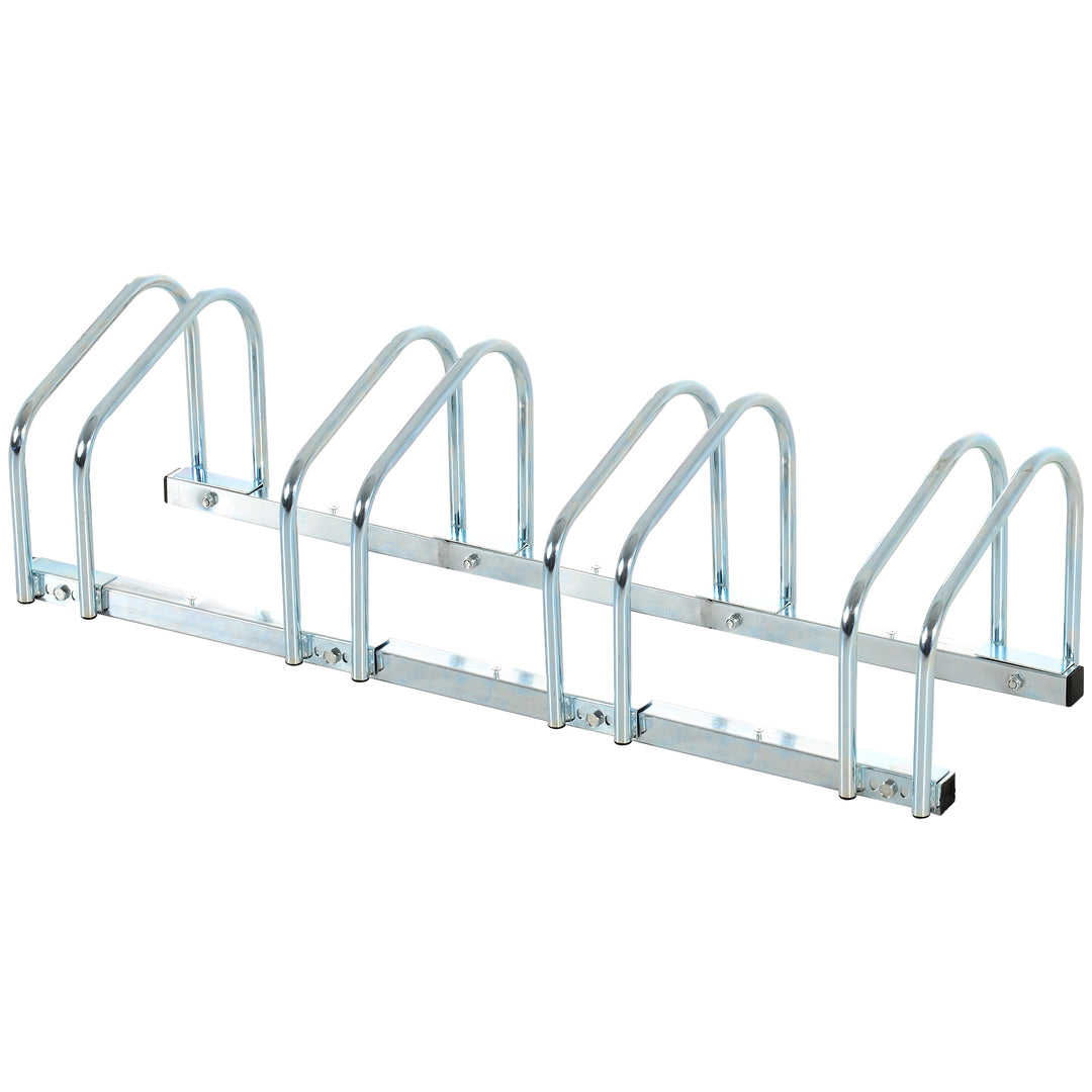 MCL Bike Stand Parking Rack Floor or Wall Mount Bicycle Cycle Storage Locking Stand (4 Racks, Silver)