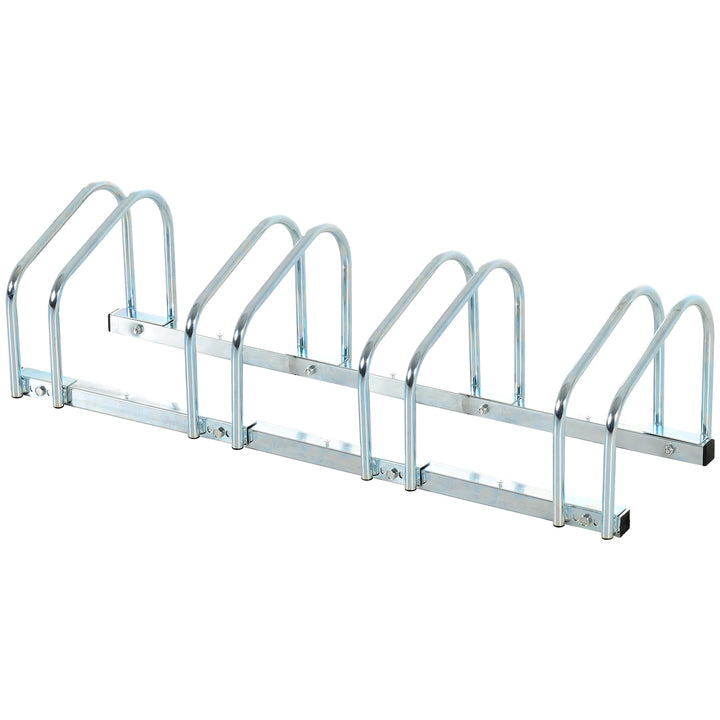 MCL Bike Stand Parking Rack Floor or Wall Mount Bicycle Cycle Storage Locking Stand (4 Racks, Silver)