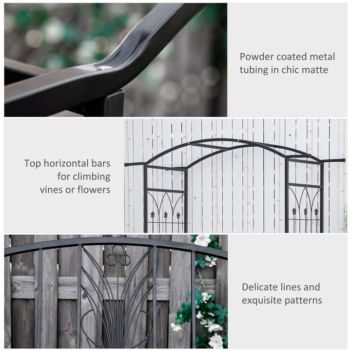 Steel Frame Outdoor Garden Arch w/ 2-Seater Bench Flower Climber Black