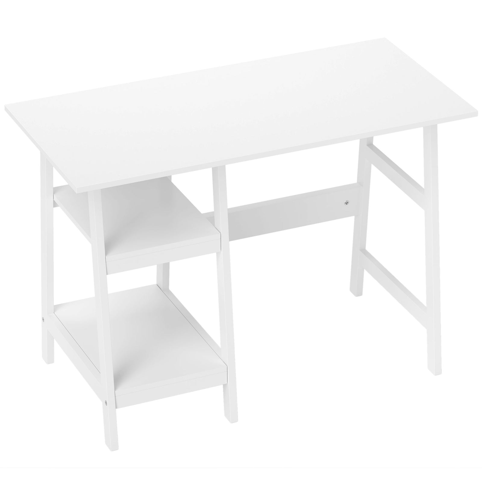 Compact Computer Desk with Storage Shelves, Study Table with Bookshelf, PC Table Workstation for Home Office, Study, Easy Assembly, 106 x 51cm, White