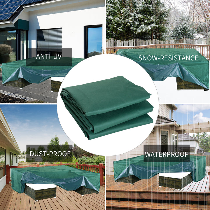 Garden Furniture Cover, Oxford Fabric Outdoor Rectangular Rattan Furniture Cover with PE Coating, Waterproof, Windproof, Anti-UV, 222 x 155 x 67cm, Green
