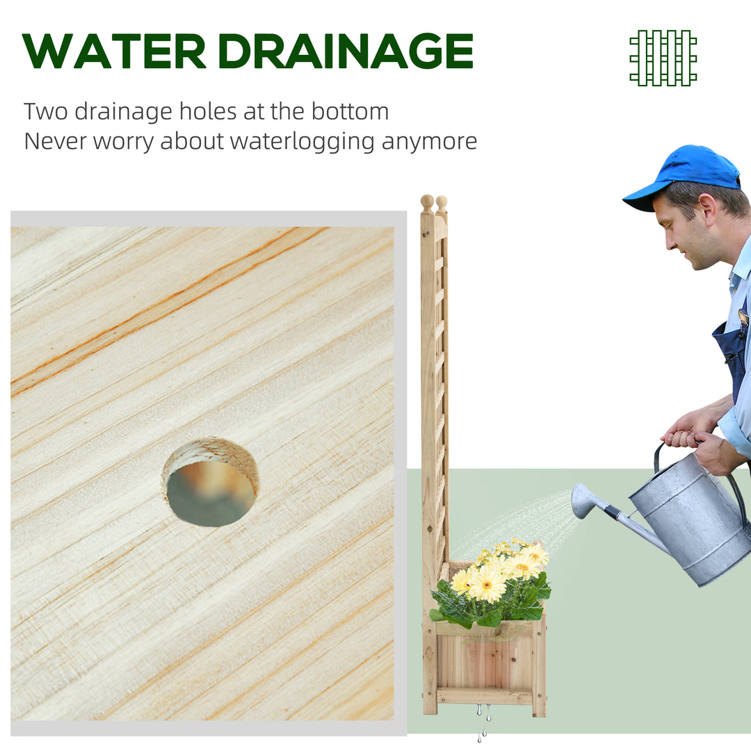 MCL Garden Planters with Trellis for Climbing Vines, Wood Raised Beds for Garden, Flower Pot, Indoor Outdoor, Natural