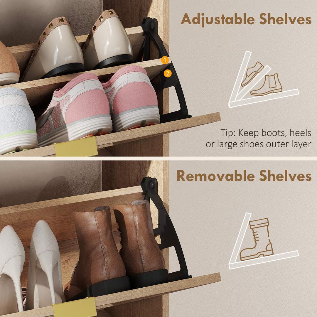 Shoe Cabinet with 2 Flip Drawers, Narrow Shoe Storage Top for Entryway