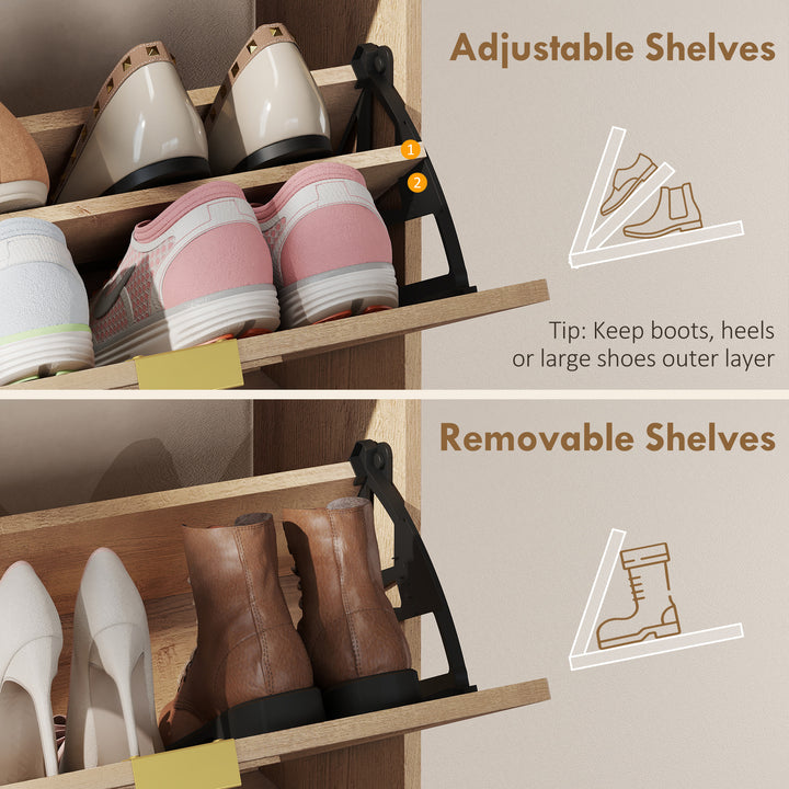 Shoe Cabinet with 2 Flip Drawers, Narrow Shoe Storage Top for Entryway