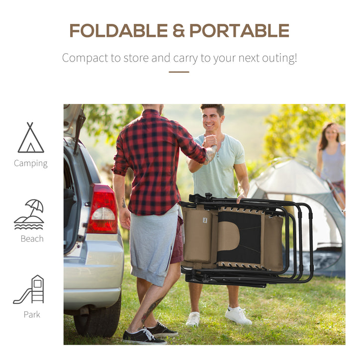 MCL Zero Gravity Lounger Chair, Folding Reclining Patio Chair with Shade Cover, Padded Seat, Cup Holder, Soft Cushion and Headrest for Poolside, Camping, Coffee