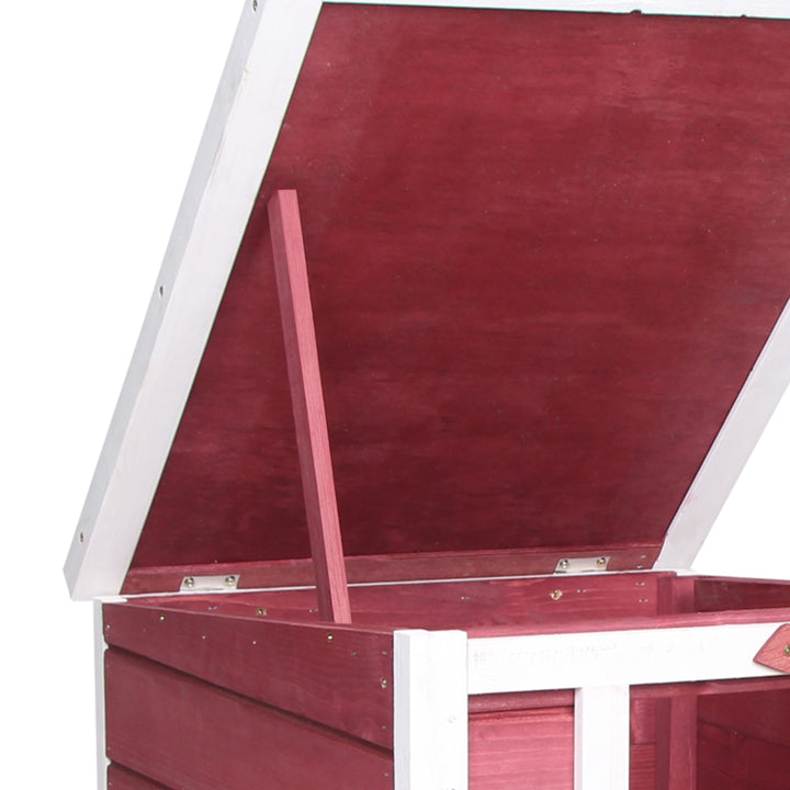 PawHut Rabbit Hutch, Wooden, Durable with Weatherproof Roof, 51 x 42 x 43 cm, Red | Aosom UK