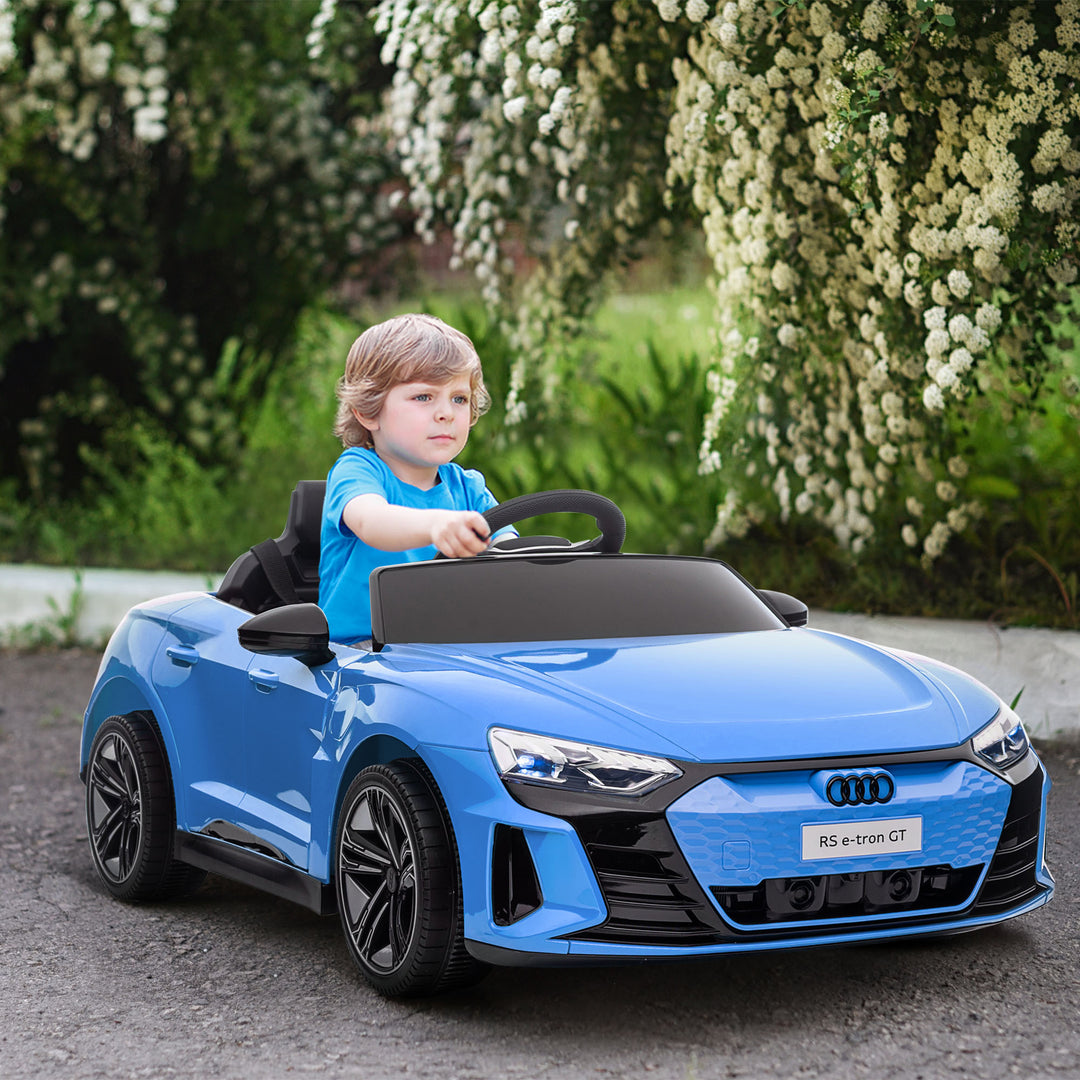 HOMCOM Audi Licensed Kids Electric Ride On Car w/ Parental Remote Control, 12V Battery Powered Toy w/ Suspension, Lights, Music, Blue | Aosom UK