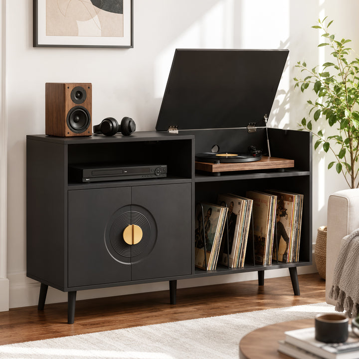 Record Player Stand, Vinyl Record Holder with Storage Holds Up to 300 - view 2
