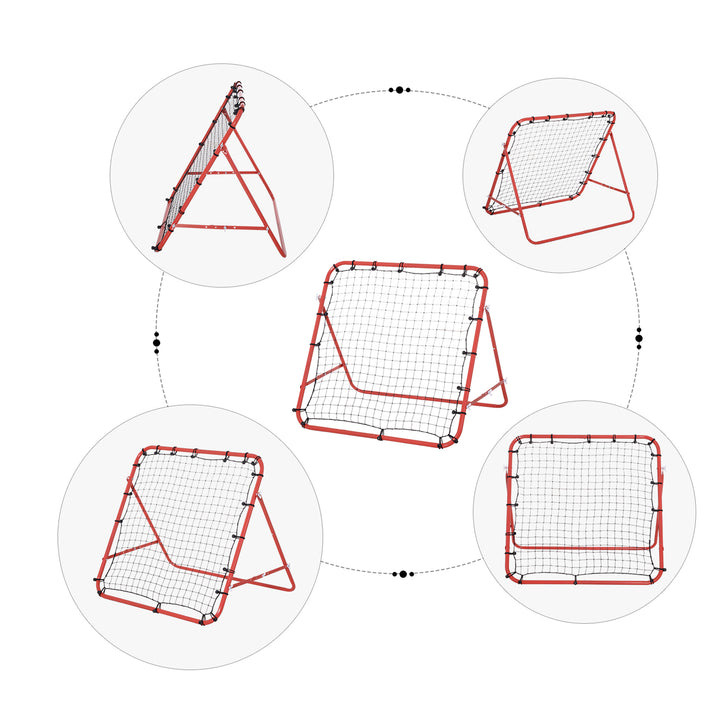 HOMCOM Rebounder Net W/PE Mesh Metal Tube, 96W x 80D x 96Hcm- Red and Black | Aosom UK