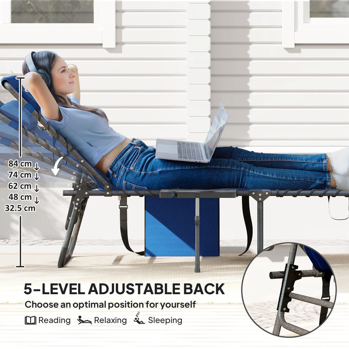 Five-Position Reclining Sun Lounger - Dark Blue