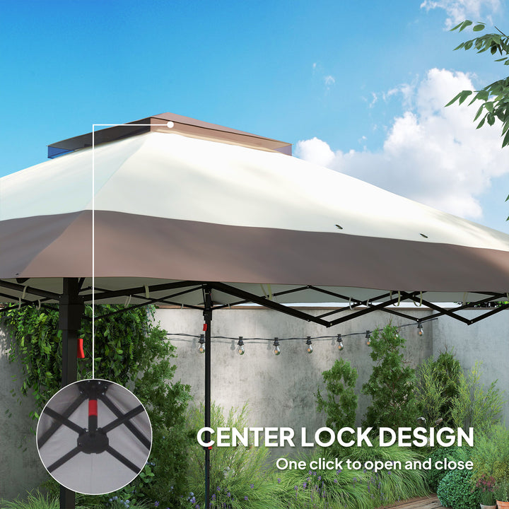 3.6 x 3.6 m Pop up Gazebo with Netting, Height Adjustable Party Tent Instant Canopy Sun Shade Shelter, Khaki