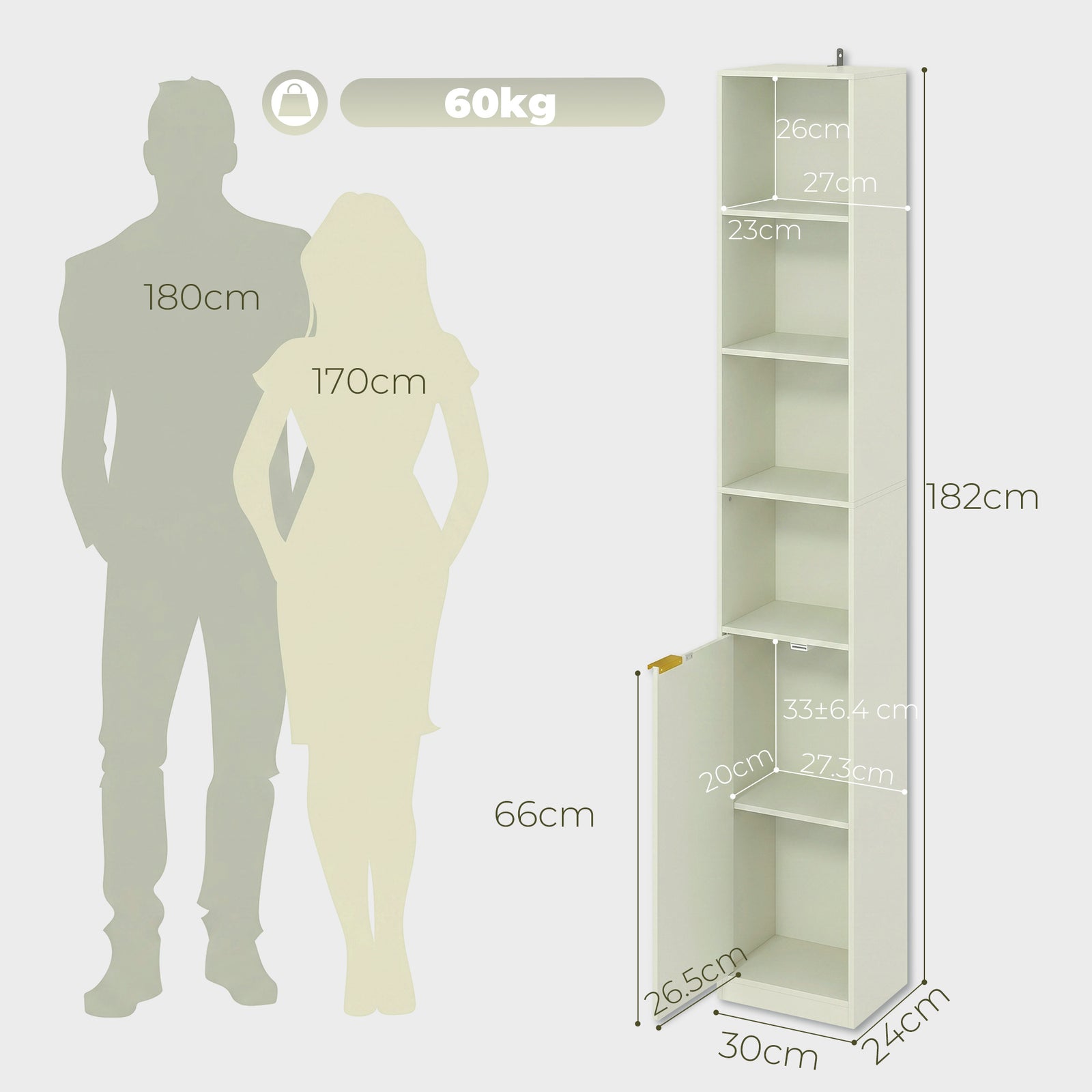 Bookcase Adjustable Shelf Bookshelf Anti-Tip Hardware 6-Tier Storage C