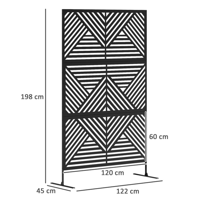 Decorative Garden Privacy Screen with Stand, 6.5FT Freestanding Metal 