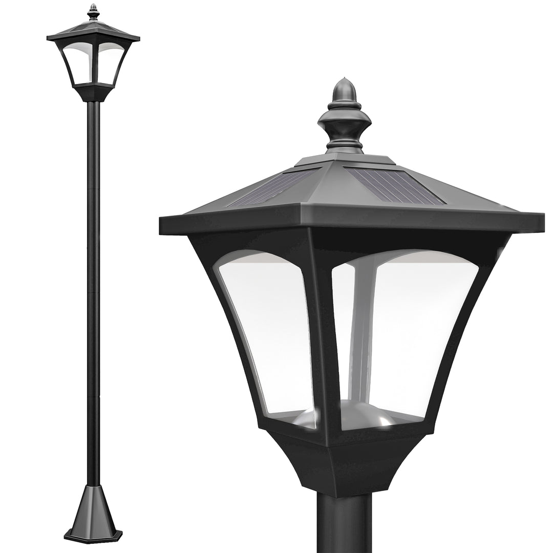 Outdoor Garden Solar Post Lamp Photosensitive LED Lantern Bollard Pathway 1.2M Tall – Black