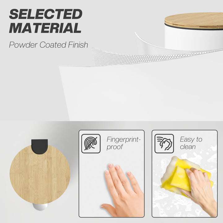 Kitchen Bin, 30 Litre Pedal Rubbish Bin with Removable Bucket, White a