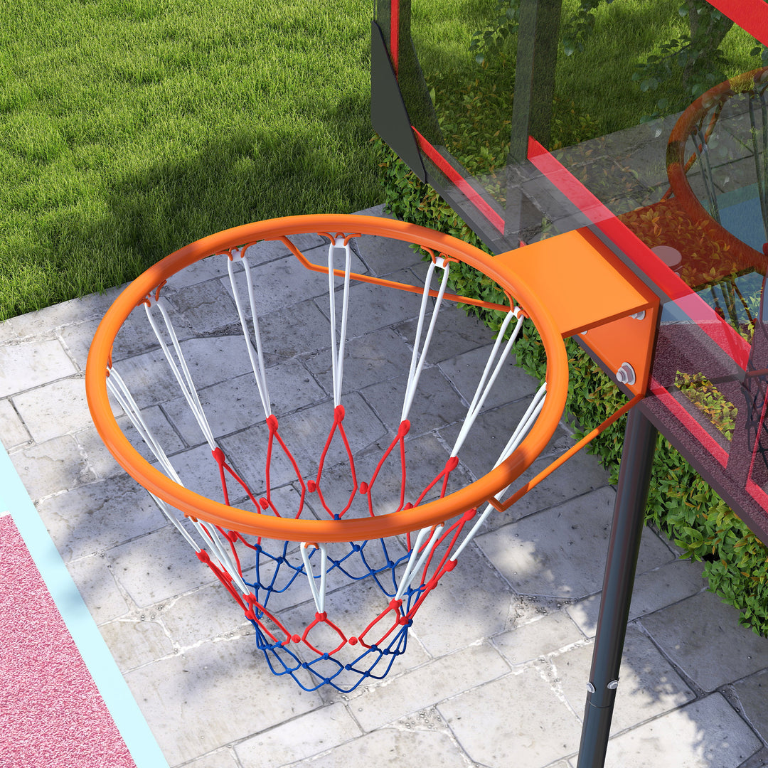 Basketball Hoop Outdoor Indoor, 210-260cm Height Adjustable Basketball Hoop with Wheels, Larger Base, for 6+ Years