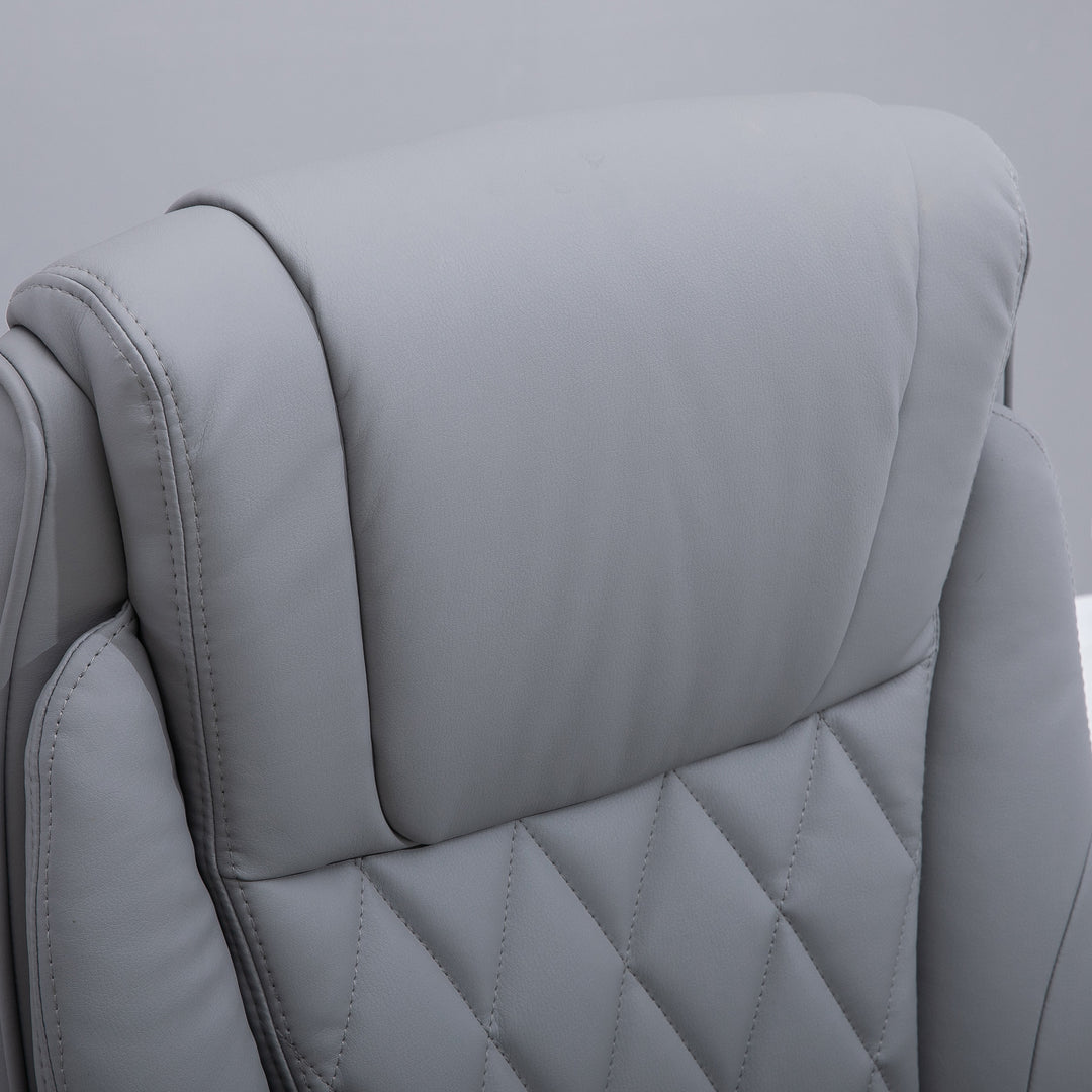Faux Leather Executive Swivel Office Chair - Grey