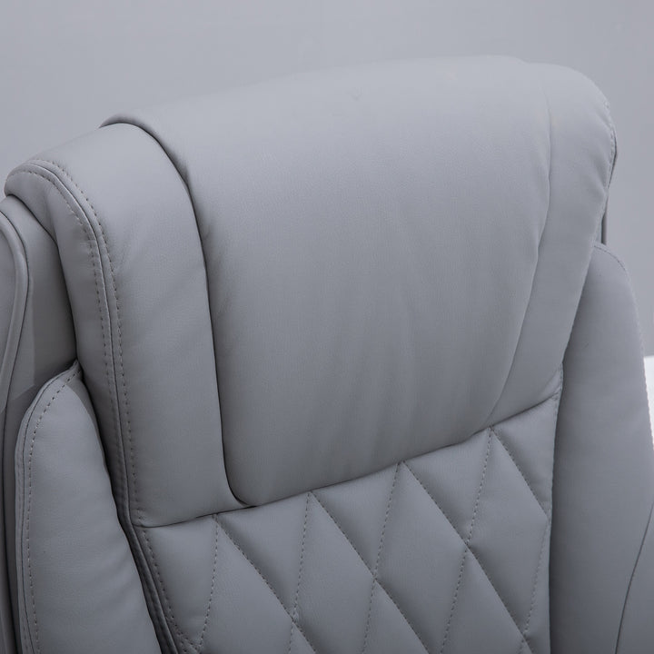 Faux Leather Executive Swivel Office Chair - Grey