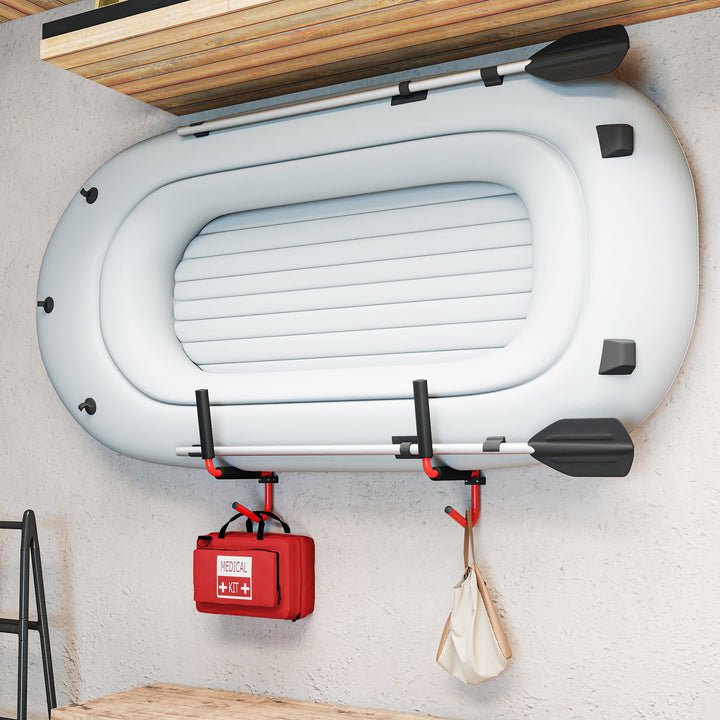 MCL Kayak Canoe Heavy Duty Wall Mounted Storage Holder Rack Heavy Duty Storing Hangers Red