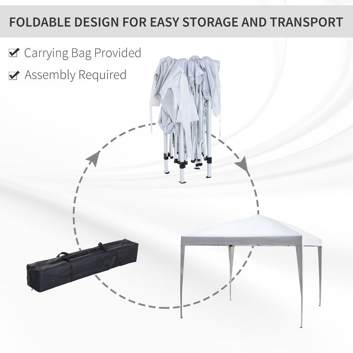 3 x 3M Garden Pop Up Gazebo Height Adjustable Marquee Party Tent Wedding Canopy with Carrying Bag, White