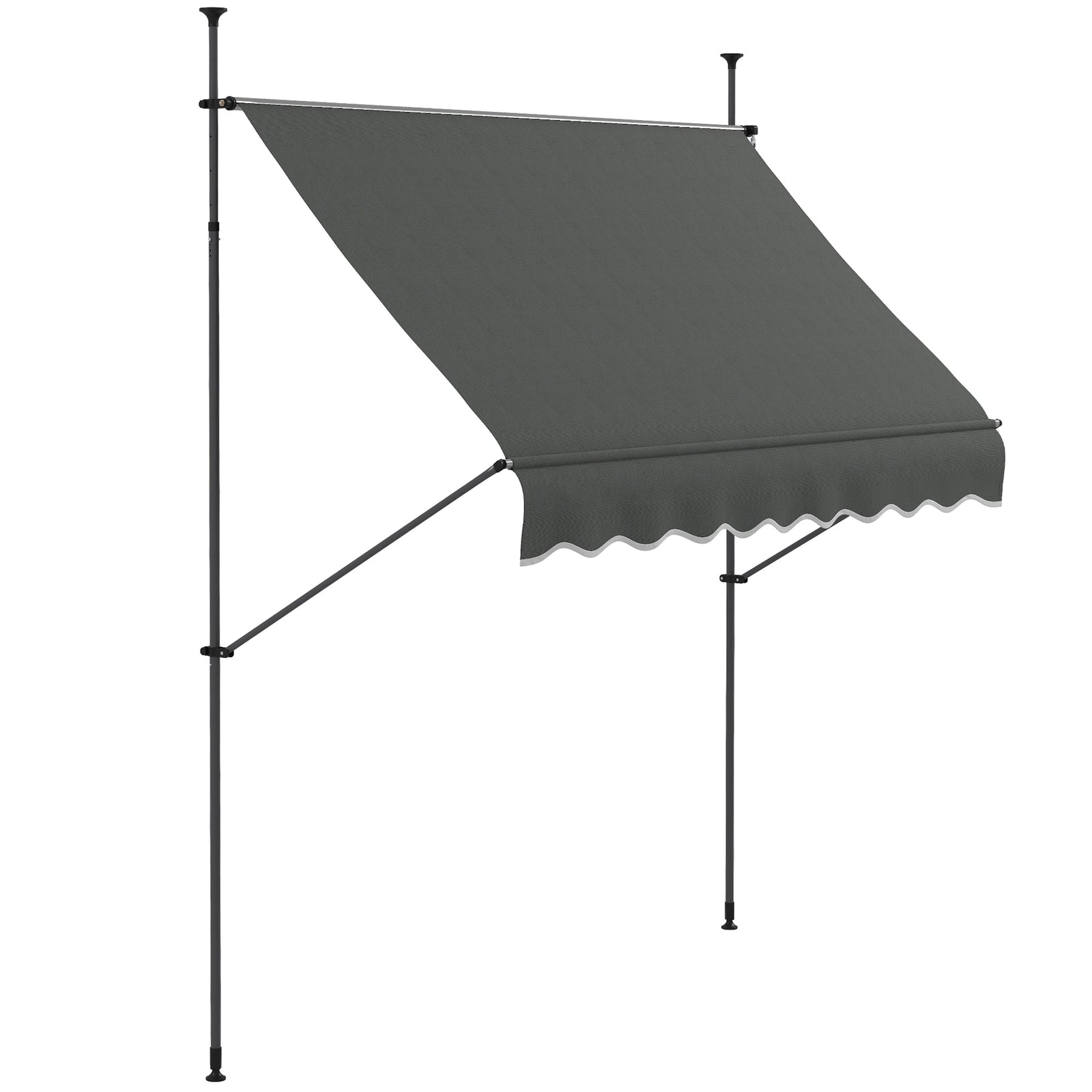2.5 x 1.2m Retractable Awning, Free Standing Patio Sun Shade Shelter, UV Resistant, for Window and Door, Dark Grey