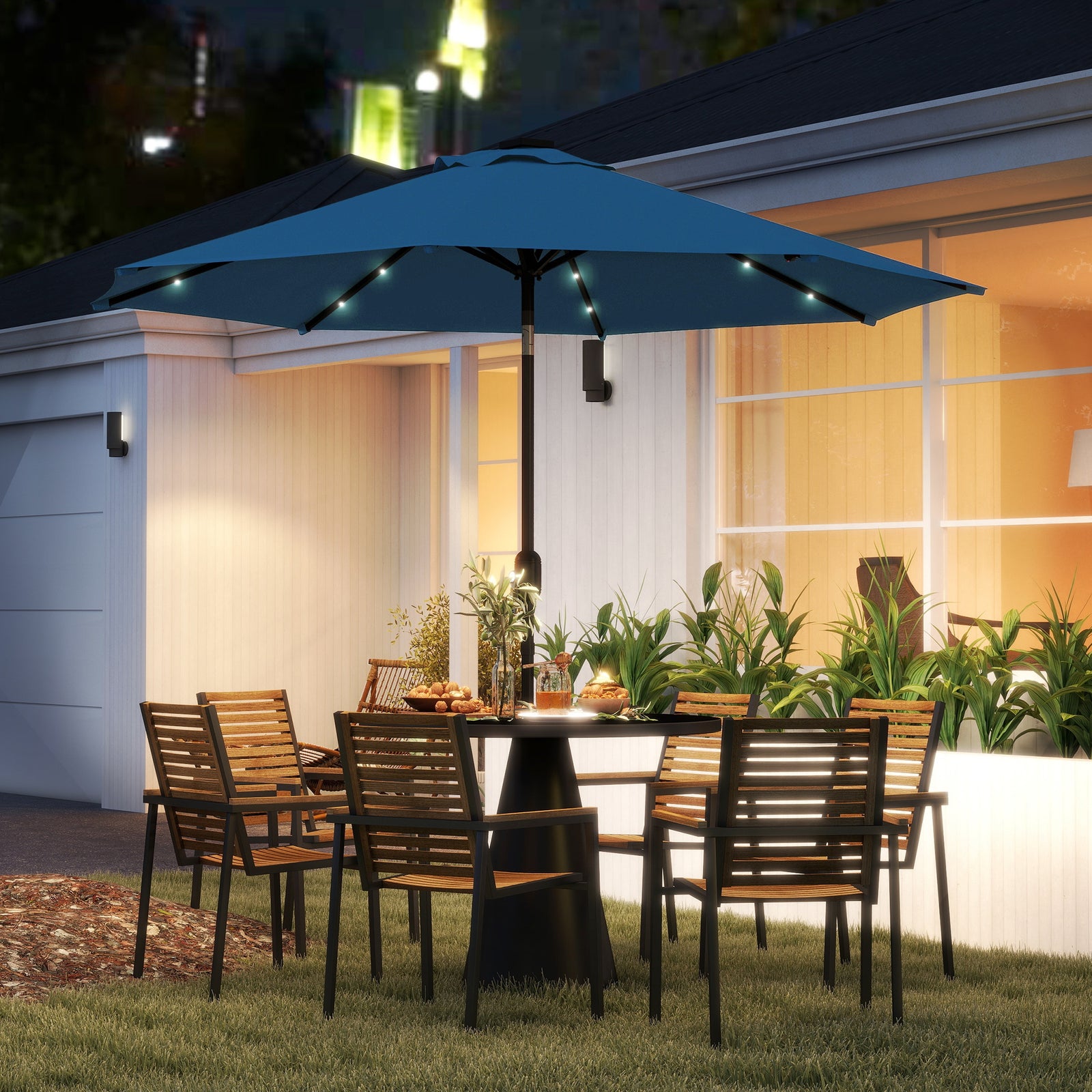 2.7m LED Light Parasol Umbrella - Blue