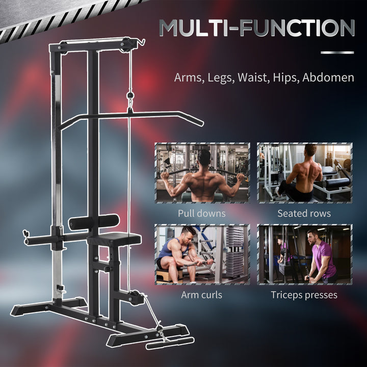 Exercise Pulley Machine Power Tower with Adjustable Seat Cable Positions