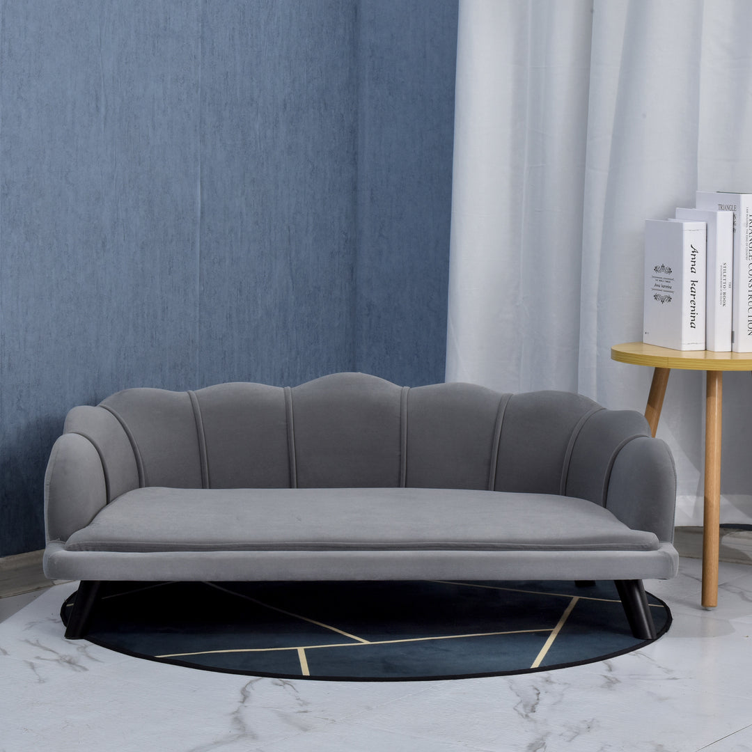 MCL Dog Sofa, Pet Couch Bed for Medium, Large Dogs, with Legs, Cushion - Grey