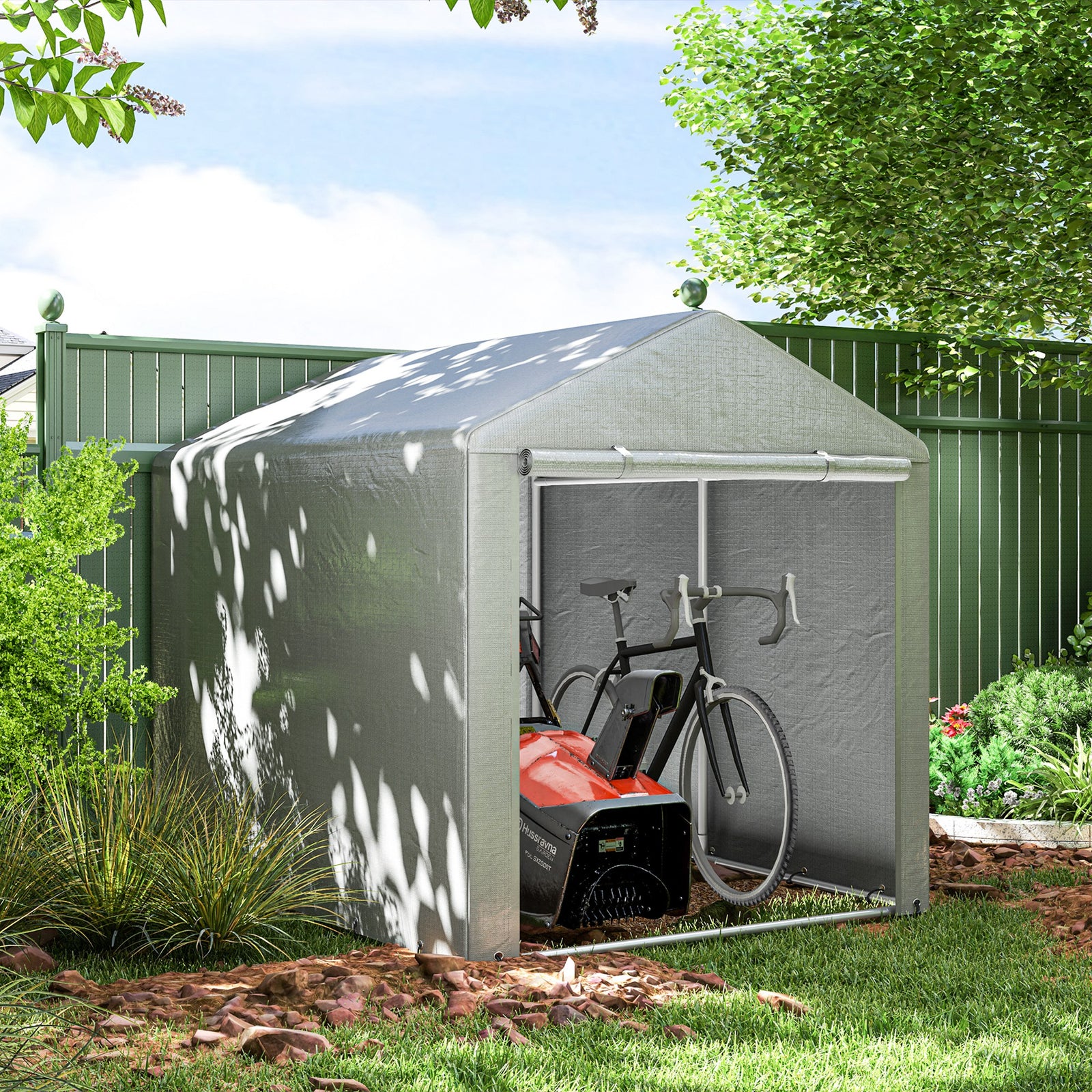 2.2 x 1.6 m Outdoor Storage Tent, with Accessories - Light Grey