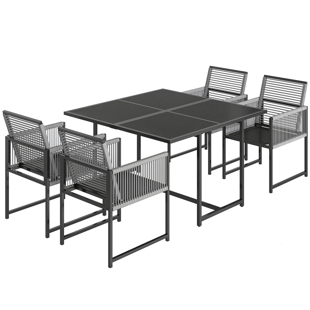 5 Pieces Garden Dining Set, Outdoor Patio Cube Set, 4 Seater Outdoor T