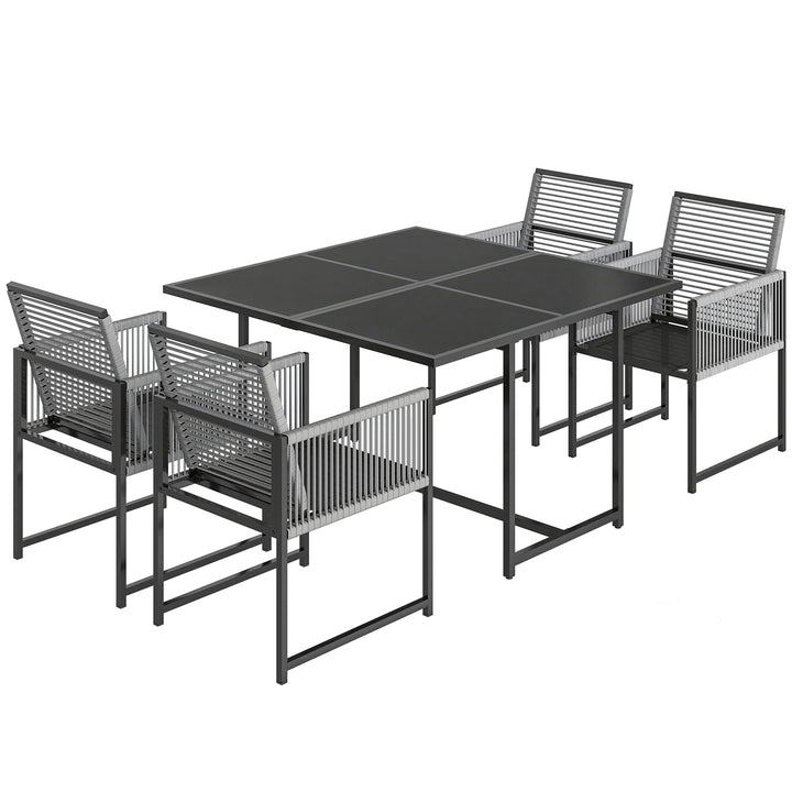 5 Pieces Garden Dining Set, Outdoor Patio Cube Set, 4 Seater Outdoor T
