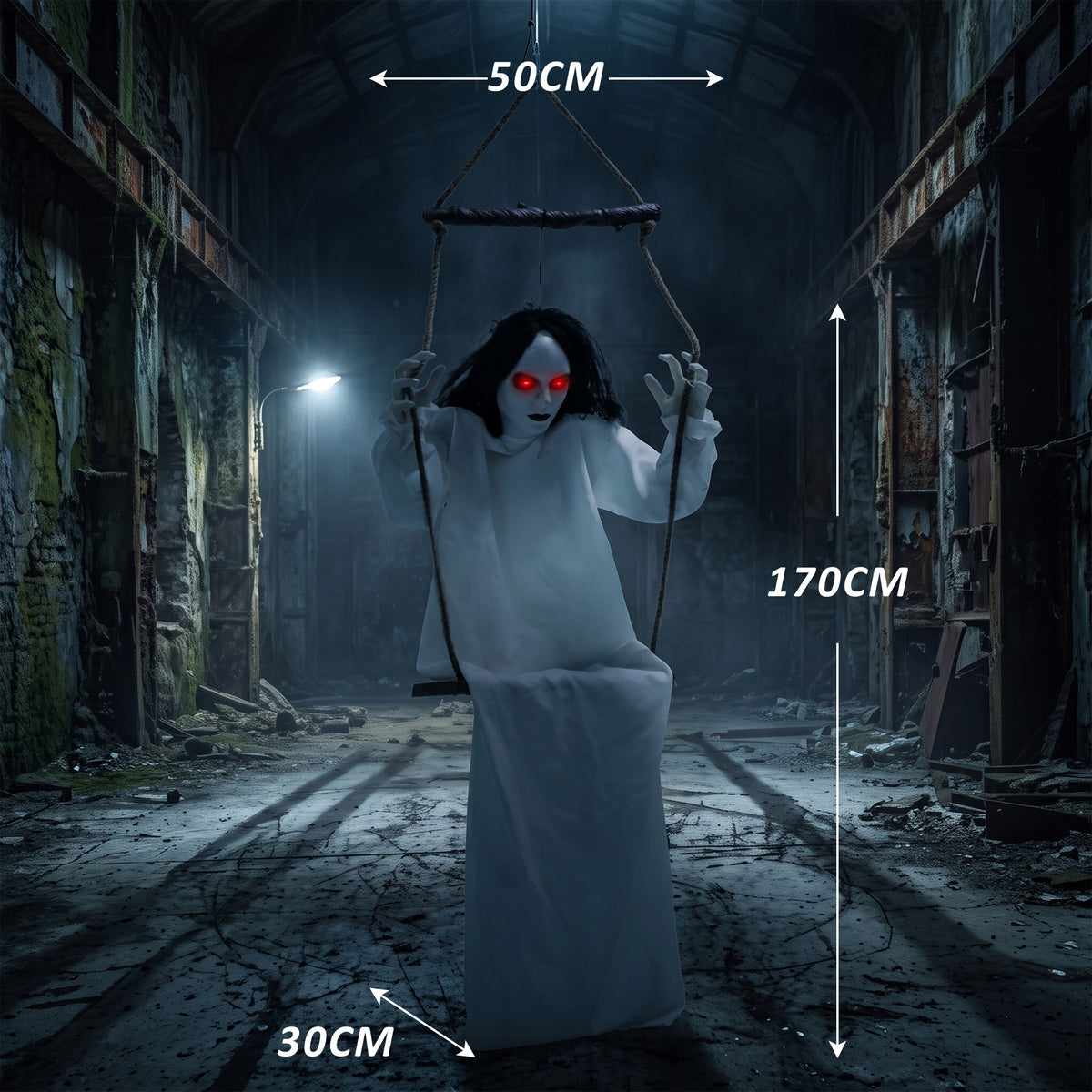 170cm Animated Hanging Swing Ghost Halloween Decoration, Sound Touch A