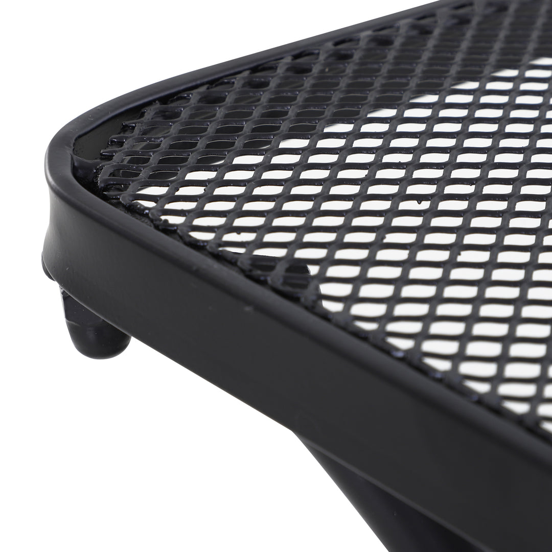 Square Garden Metal Bistro Table Outdoor Patio Coffee Side Desk - Black 45L X 45W X 50H CM