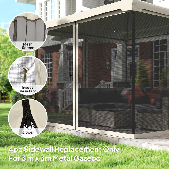 302 x 207cm Universal Replacement Mesh Sidewall Netting for Patio Gazebos and Canopy Tents, (Sidewall Only) Beige