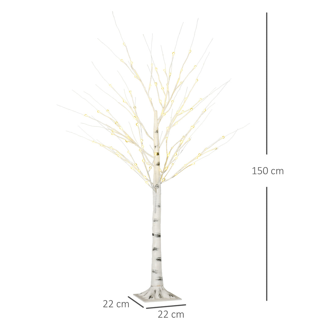 MCL 5ft Artificial White Birch Tree Light with Warm White Pre-Lit LED Light for Indoor and Covered Outdoor Use
