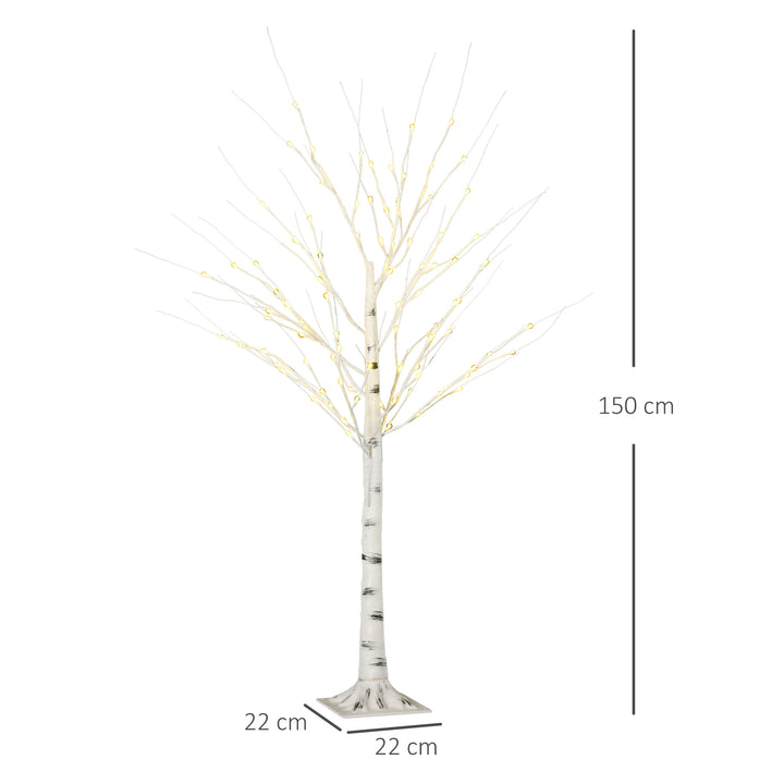 MCL 5ft Artificial White Birch Tree Light with Warm White Pre-Lit LED Light for Indoor and Covered Outdoor Use