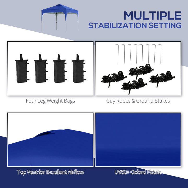 3 x 3(M) Pop Up Gazebo, UPF 50+ Foldable Canopy Tent with Wheeled Carrybag, 4 Leg Weight Bags, Height Adjustable Marquee Shelter 1 person easy setup for Outdoor Garden Patio Party, Blue