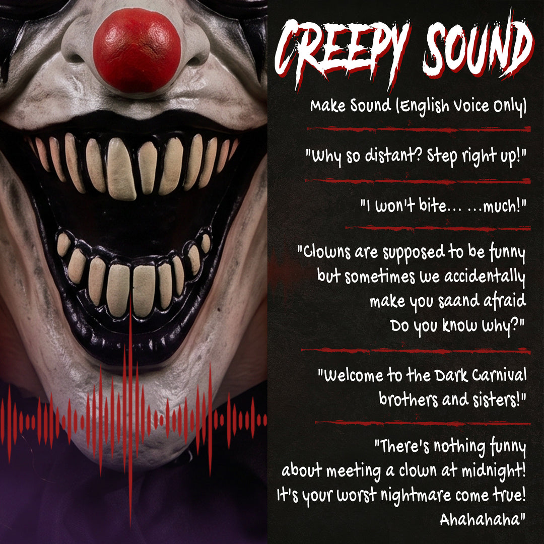 Animated Halloween Face Changing Clown, Animatronic Joker with Cacklin