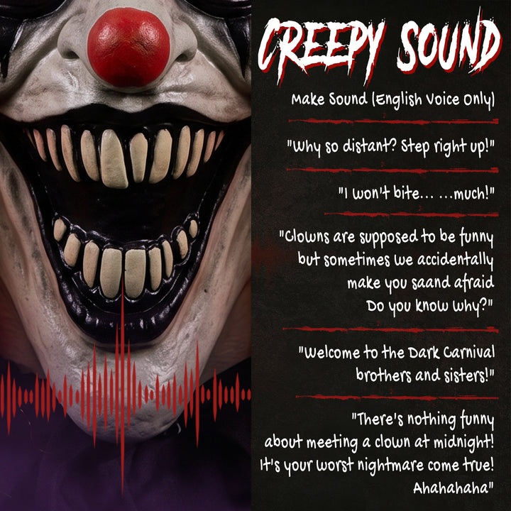Animated Halloween Face Changing Clown, Animatronic Joker with Cacklin