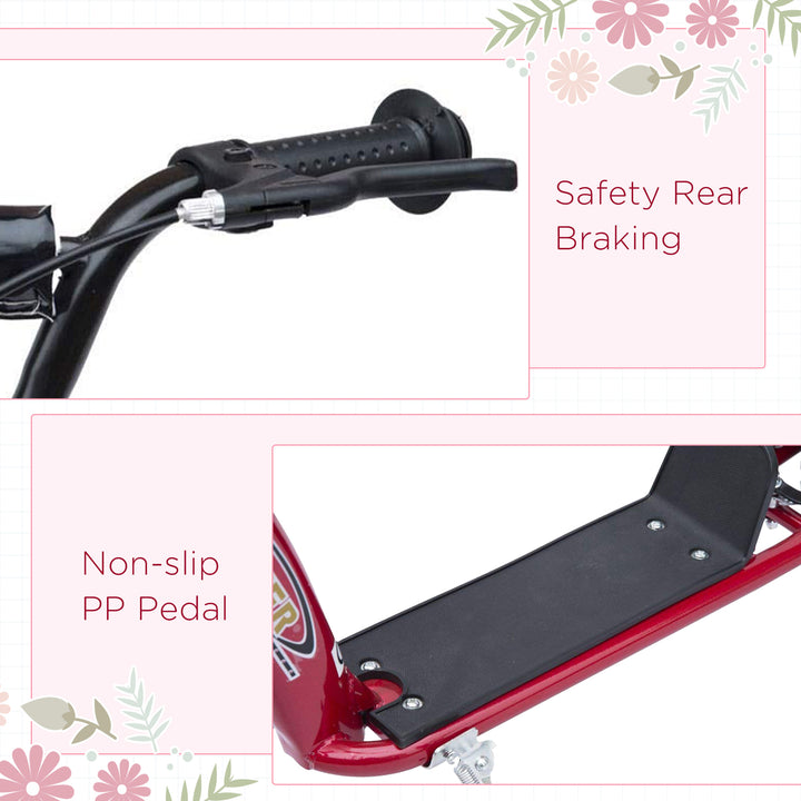 MCL Kids Scooter Kick Scooter, with 12" EVA Tyres, Rear Brake, Big Wheels Scooter for 5-12 Years , Red