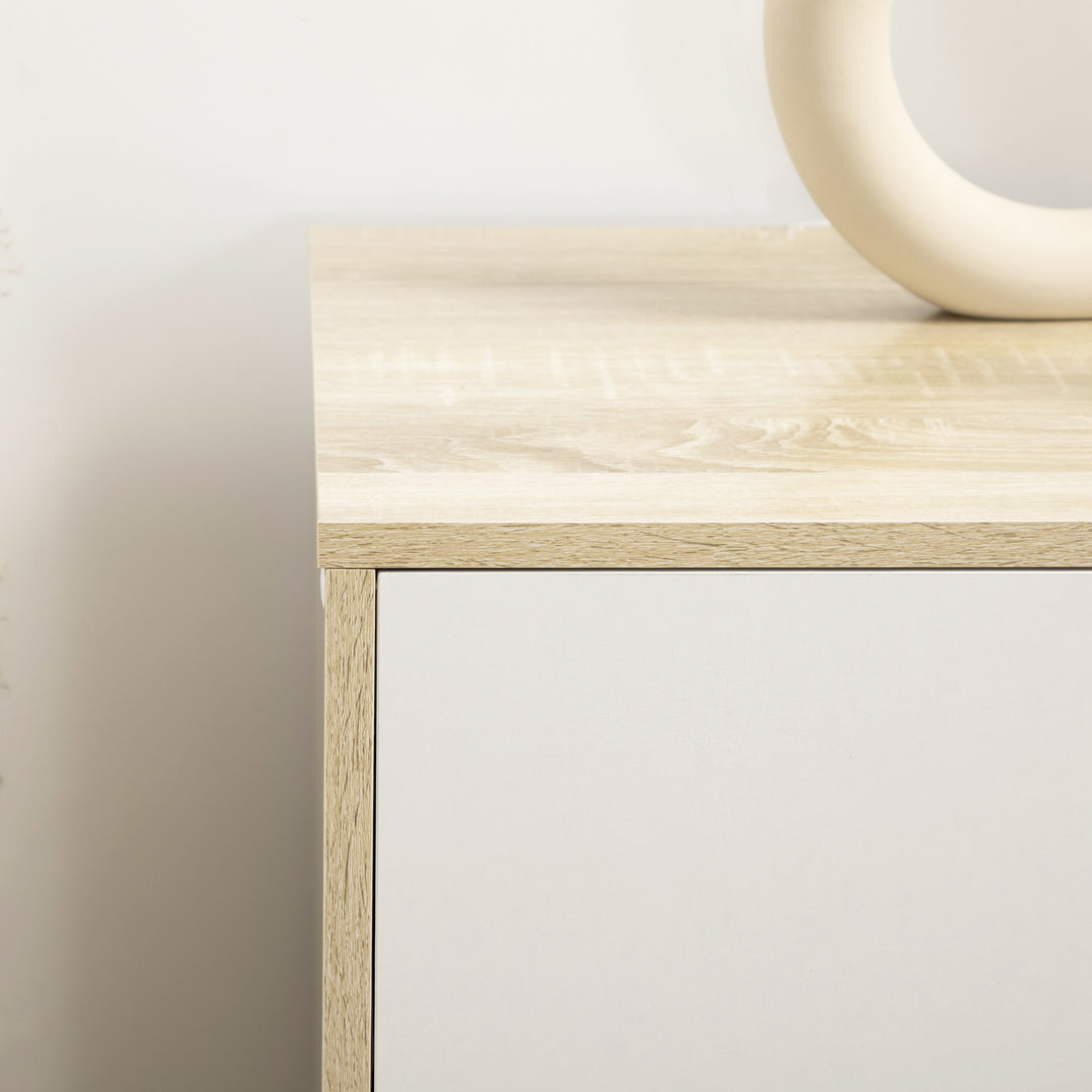 MCL Bedroom Chest of Drawers, Wide 6-Drawer Dresser, Storage Drawer Unit with Wood Legs for Living Room, White and Light Brown