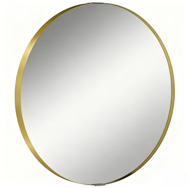 Round Wall Mirror 61 cm, Wall Mounted Bathroom Mirror with Tempered Sa
