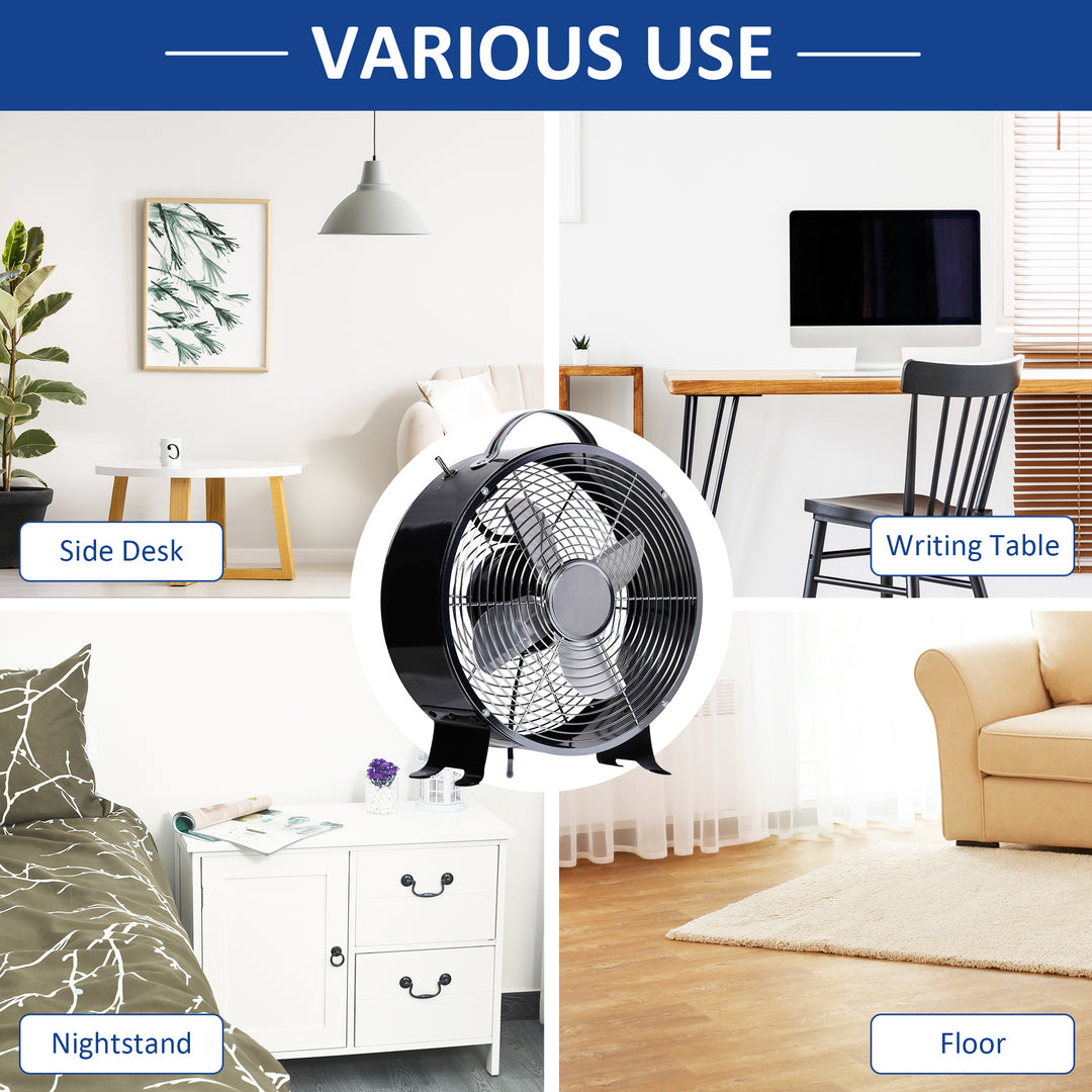 HOMCOM Personal Zephyr: Compact 26cm Desk Fan, 2 Speeds, Safety Guard, Anti-Slip Feet, Office or Home, Black | Aosom UK