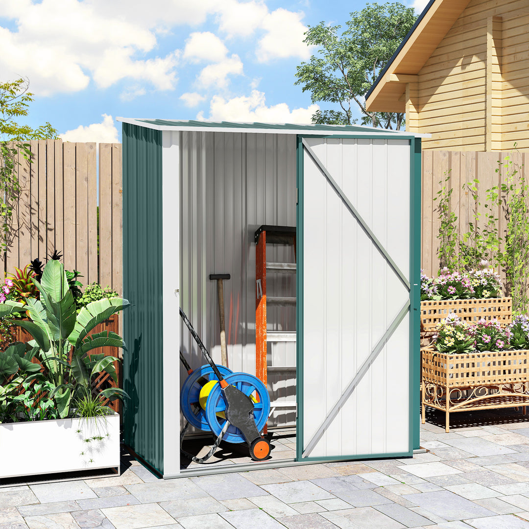 5.3 x 3.1ft Corrugated Steel Garden Shed - Green