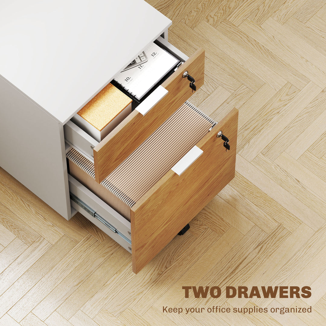 Two-Drawer Lockable Filing Cabinet - Wood Effect