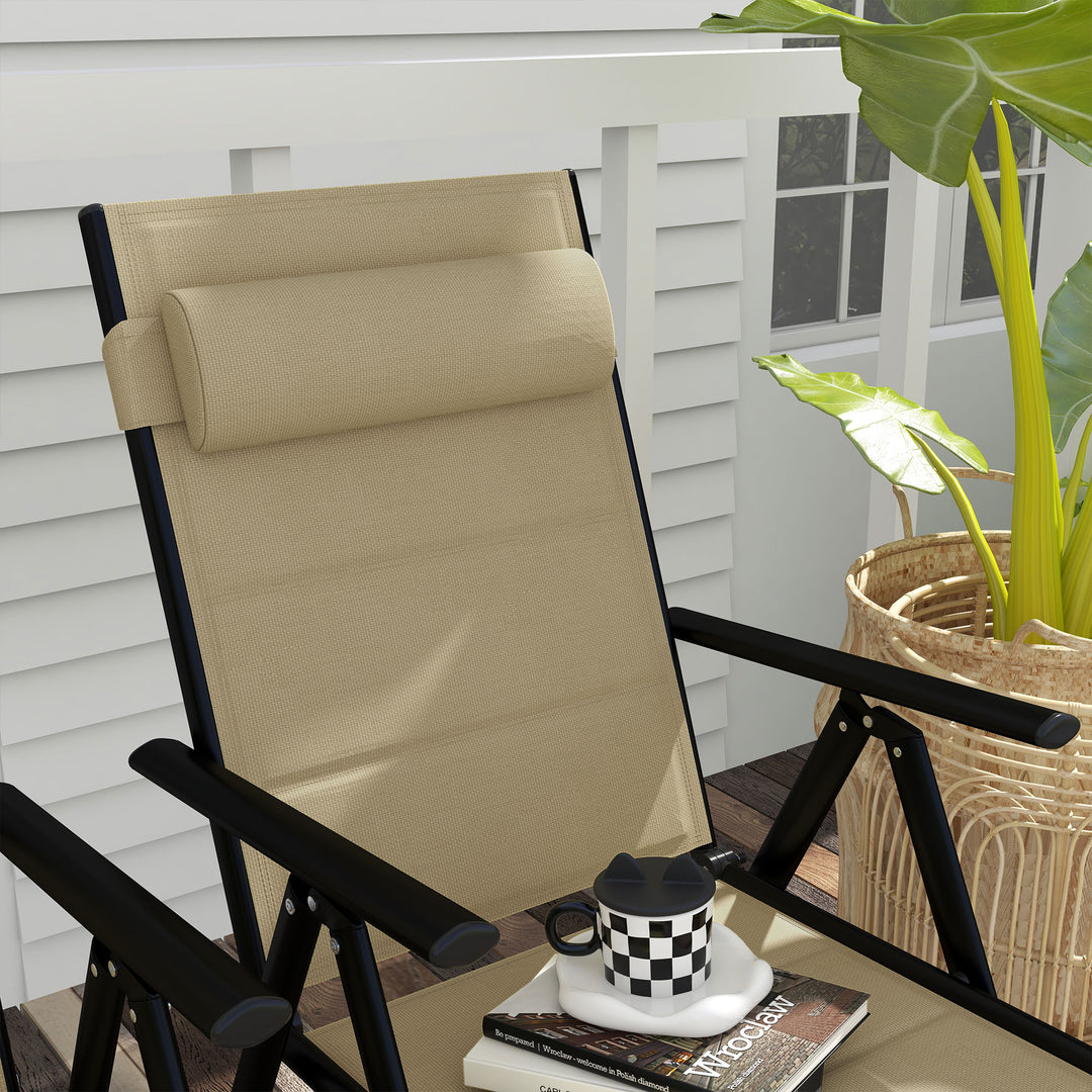Set of Two Padded Garden Chairs - Khaki