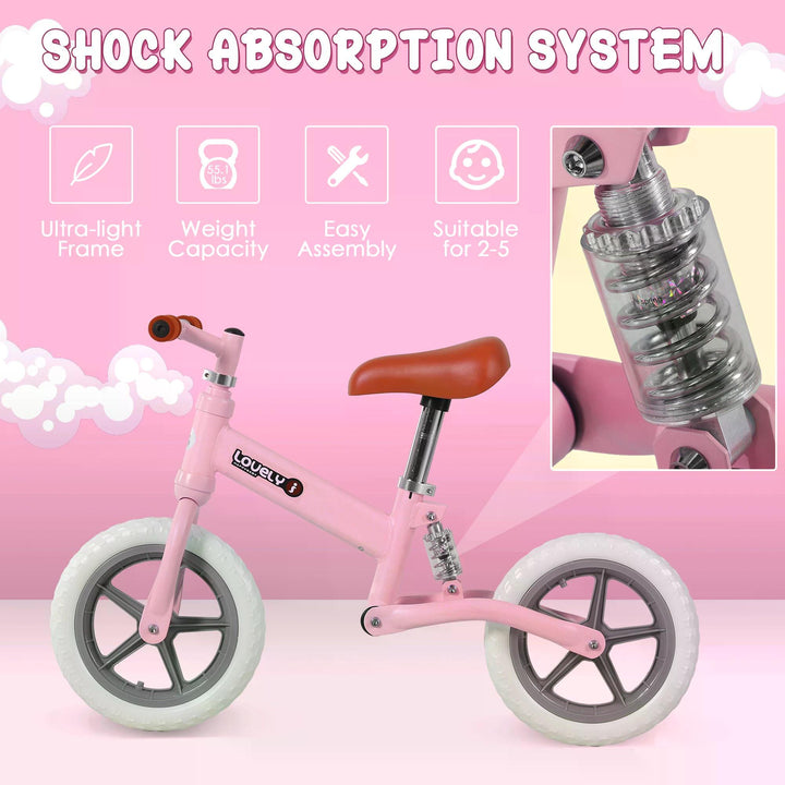 HOMCOM Balance Bike for Toddlers, No Pedal Training Bicycle for Walking Skills Development, Pink | Aosom UK